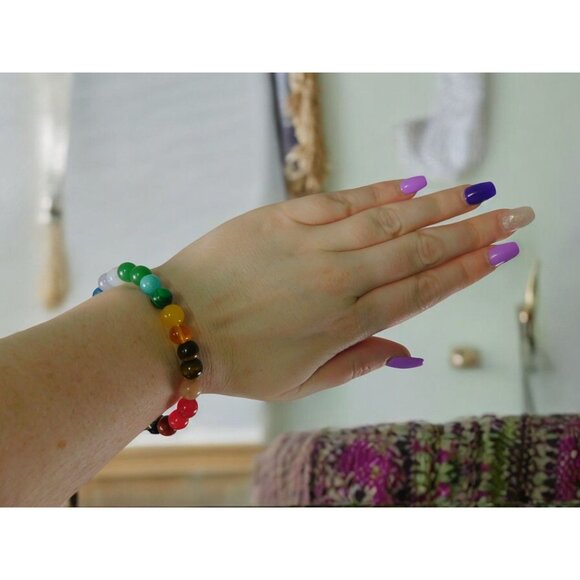 Rainbow Chakra Healing Beaded Bracelet Multi-Colored Unisex Reiki Energy Spiritu - Picture 6 of 11